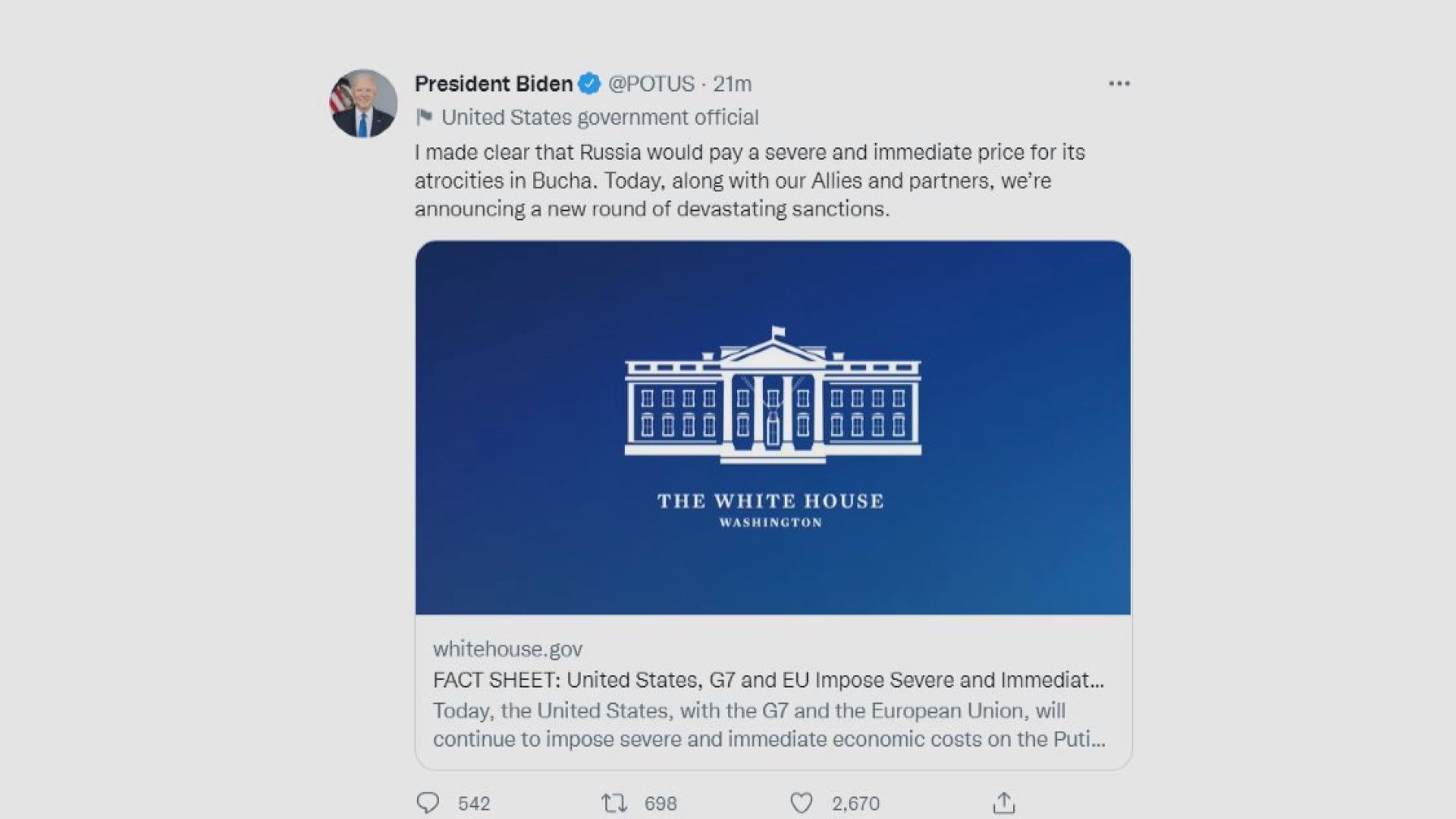 美國宣布制裁俄羅斯總統普京兩名女兒