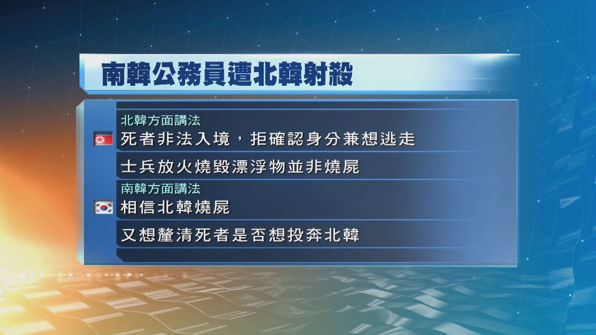 韓指朝對槍殺公務員的描述與情報分析有異