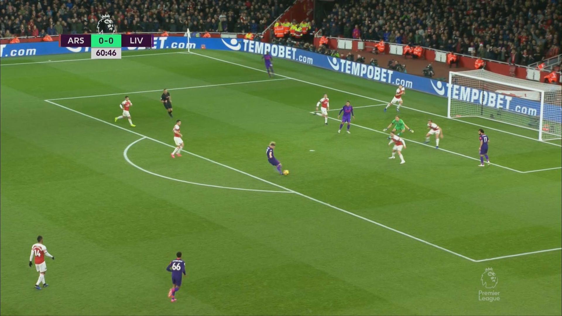 英超　阿仙奴 1:1 利物浦