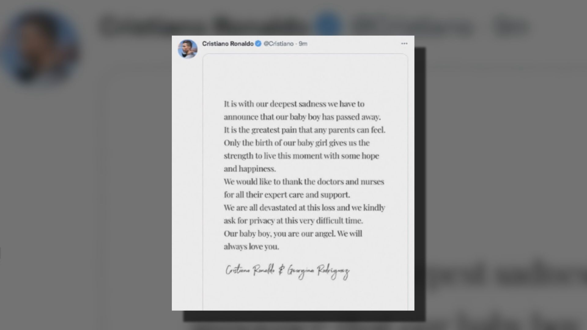 C朗拿度透露兒子的死訊