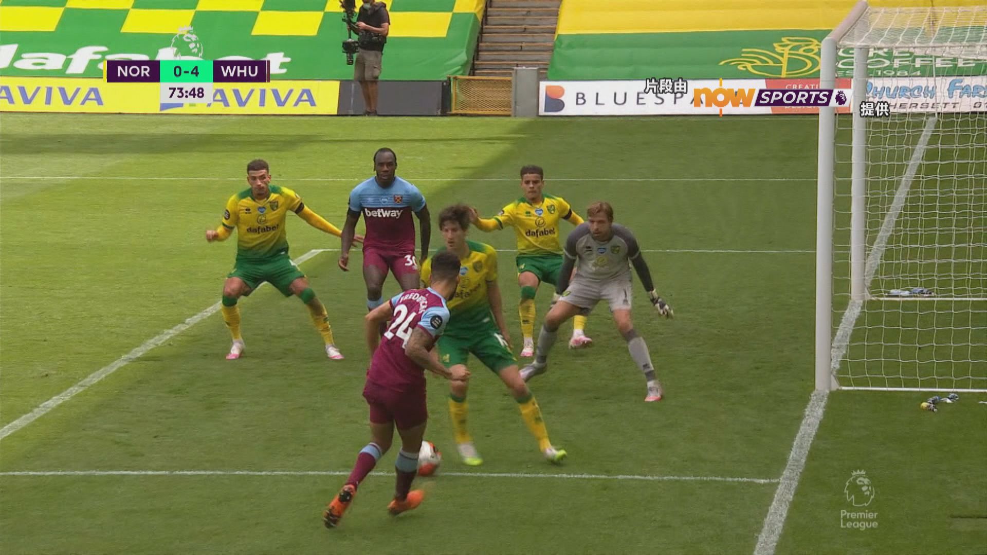 英超　韋斯咸4:0諾域治