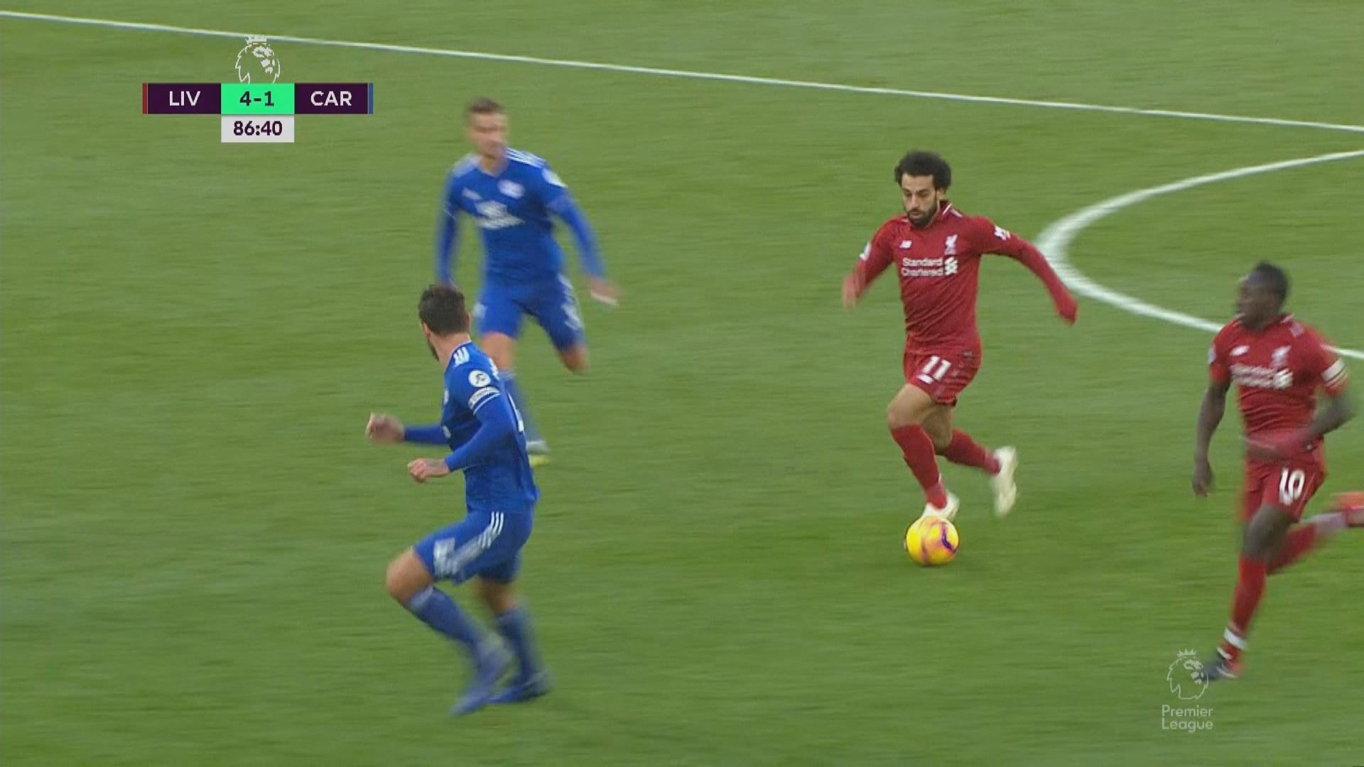 英超　利物浦 4:1 卡迪夫城