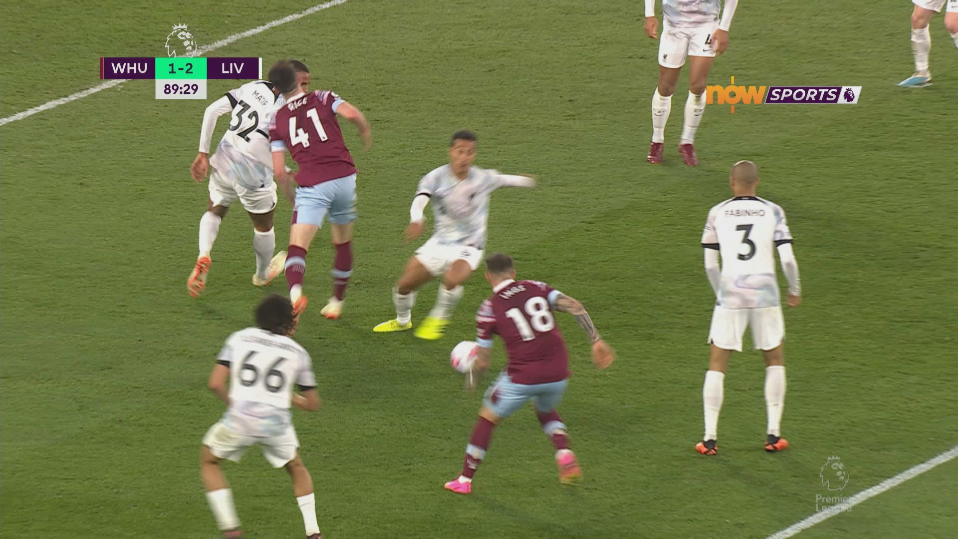 英超　韋斯咸 1:2 利物浦