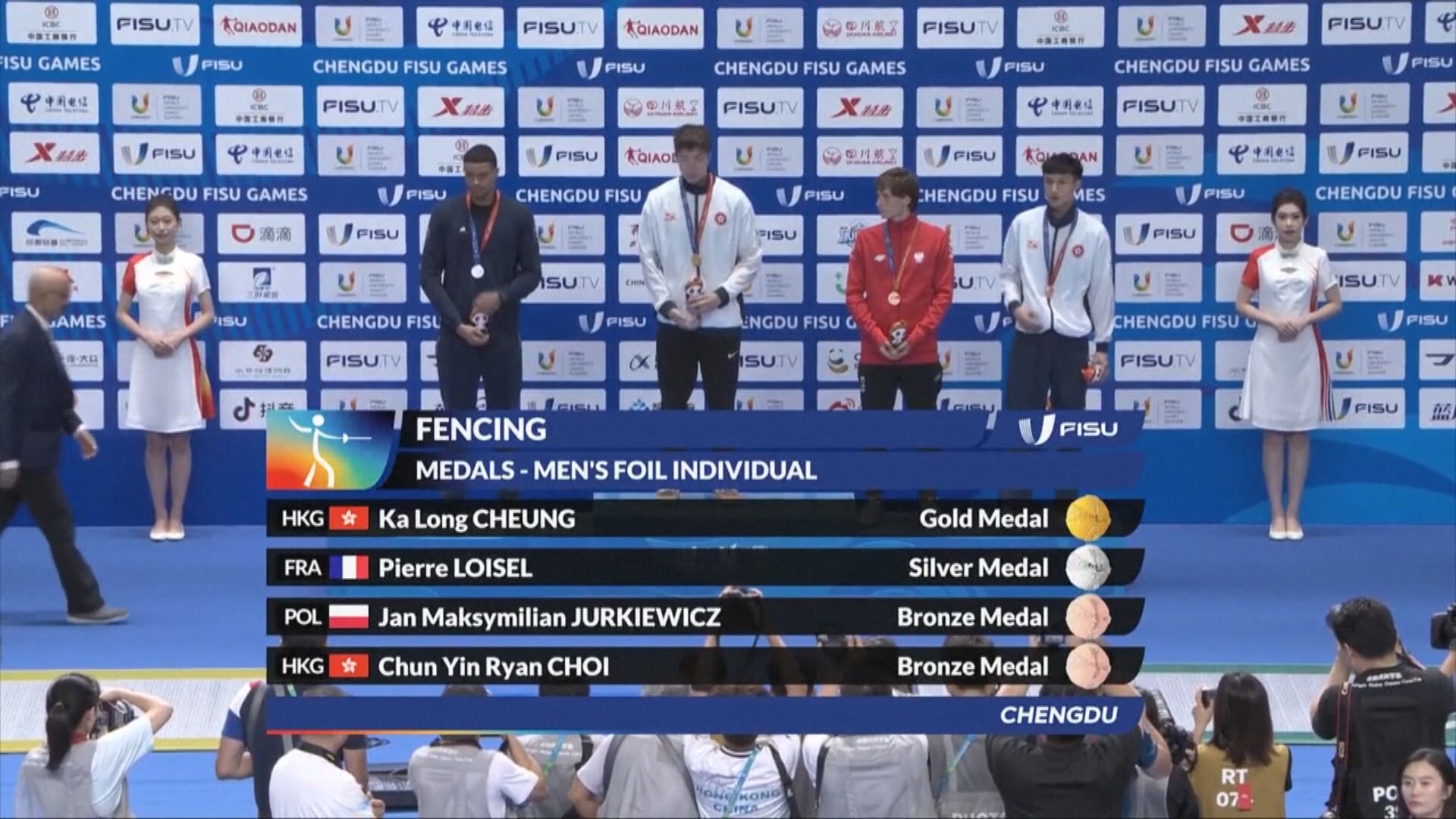 世大運 張家朗男子花劍個人賽奪金 蔡俊彥摘銅