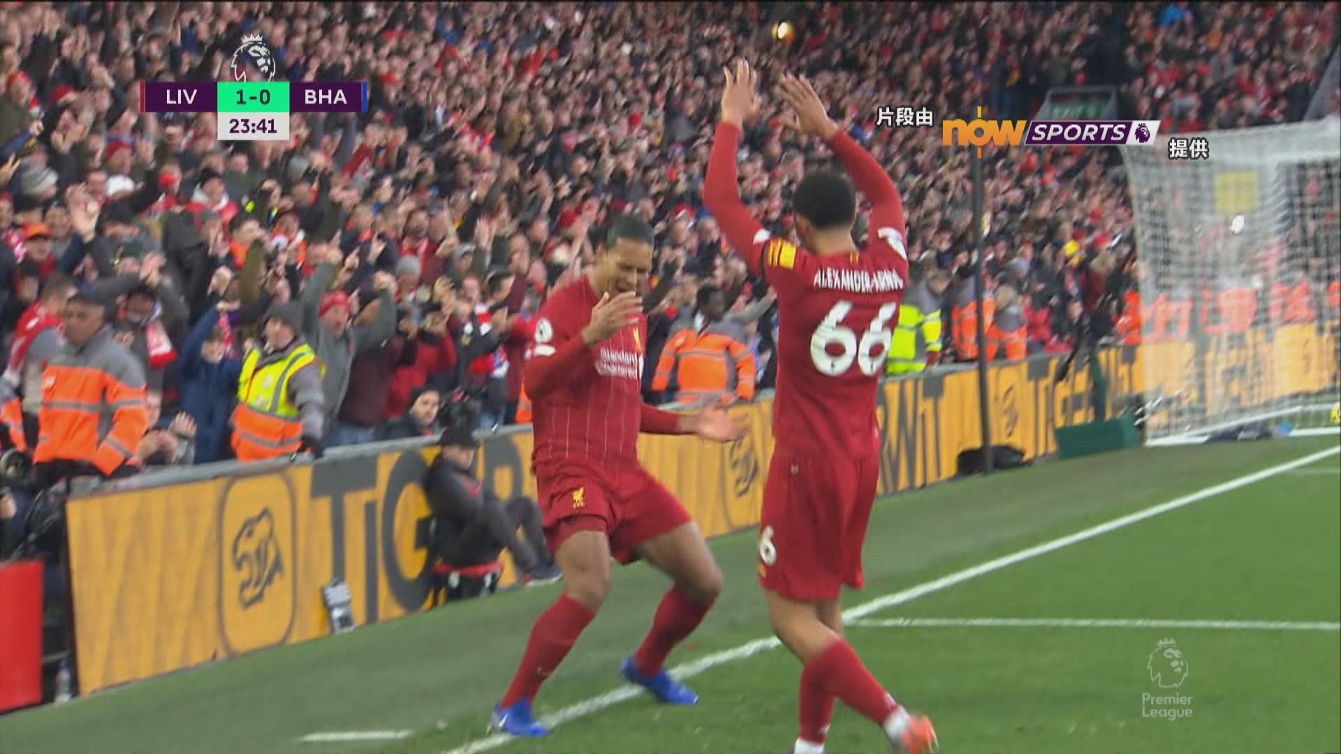 英超　利物浦2:1白禮頓