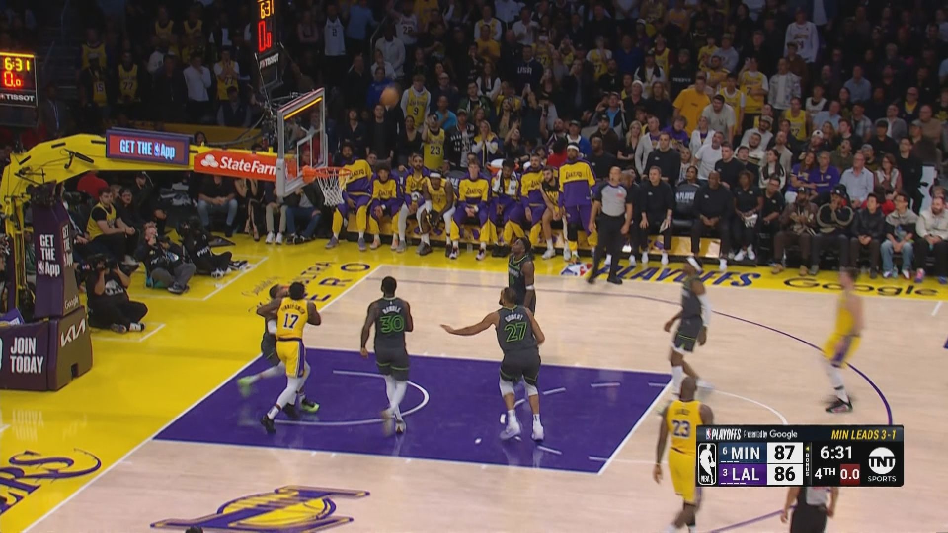 NBA季後賽　木狼 103:96 湖人(場數4:1)