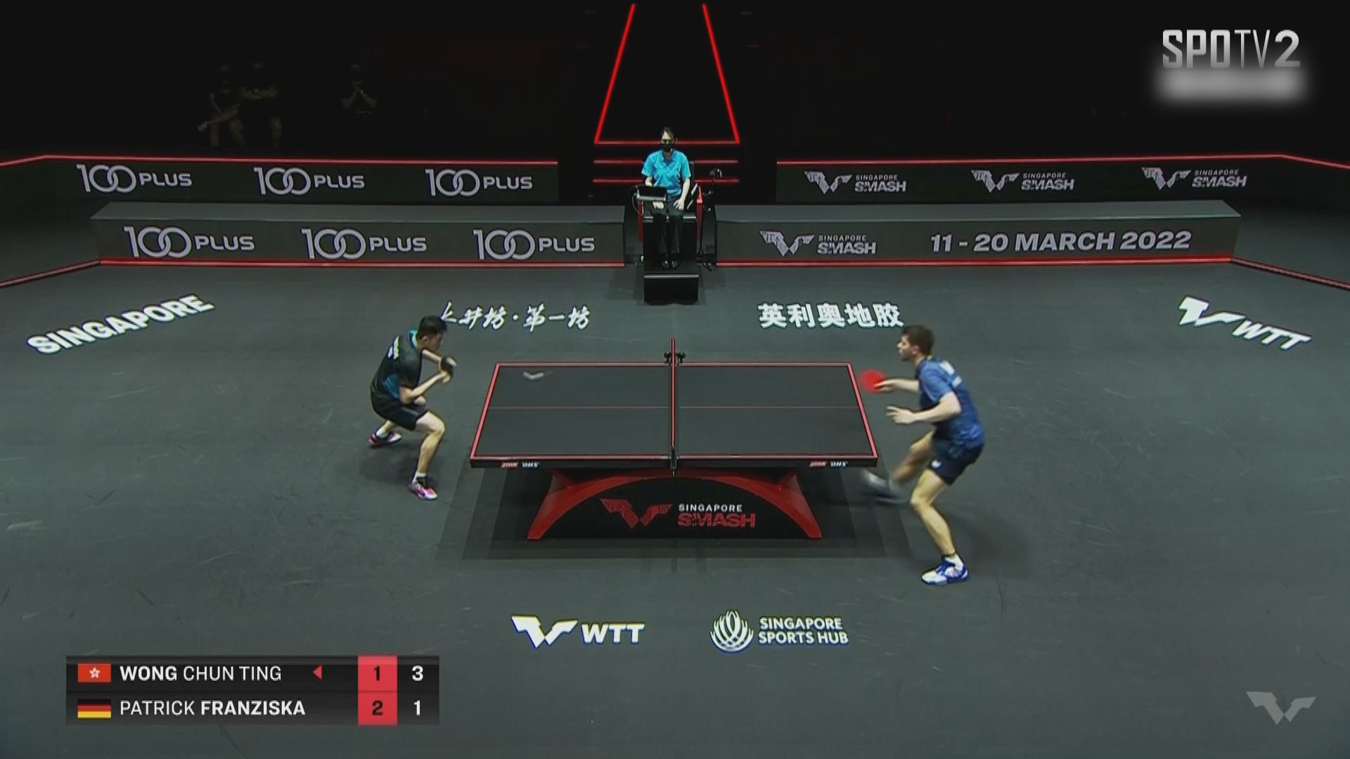 新加坡乒乓球大滿貫　黃鎮廷男單三十二強止步