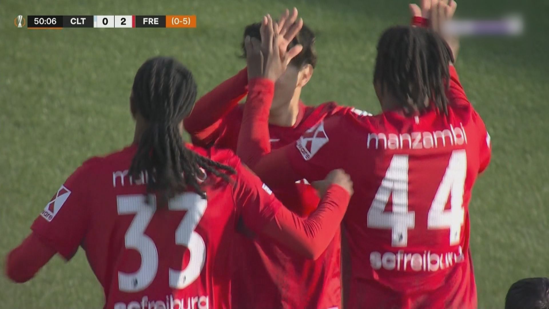 歐霸盃八強次回合　切爾達 1:3 弗賴堡 (兩回合 1:6)