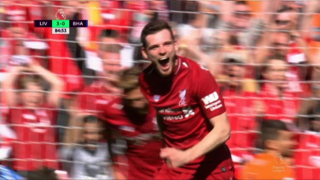 英超　利物浦4:0白禮頓 