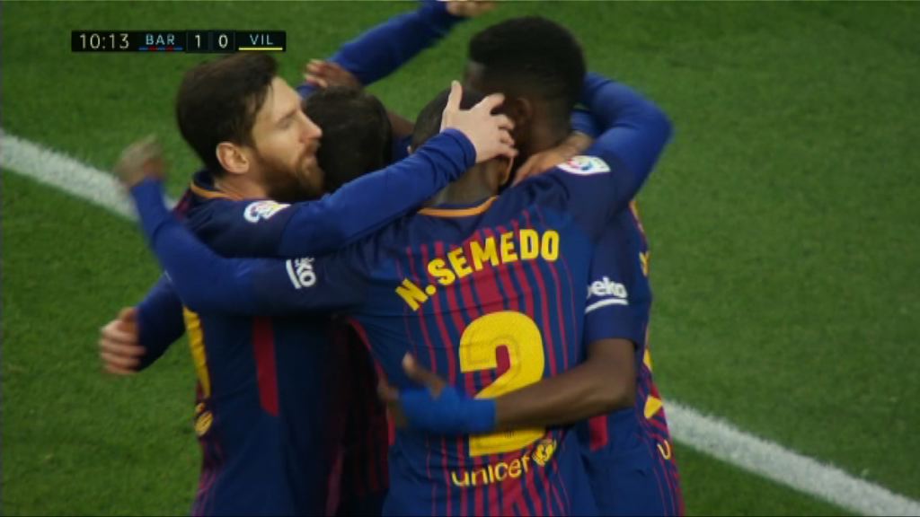 西甲 巴塞羅那5：1維拉利爾