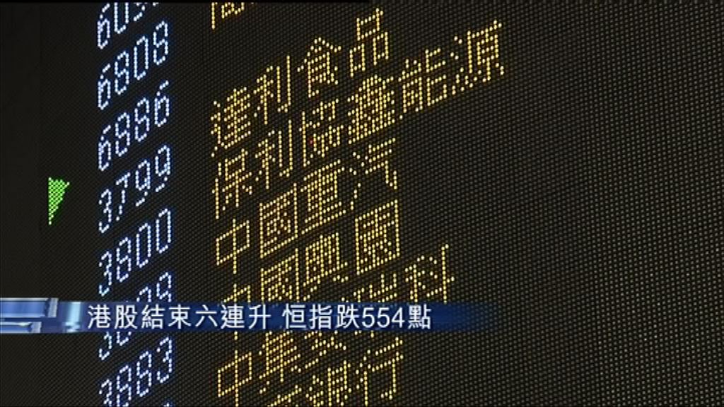 恒指瀉554點　騰訊曾跌近4%