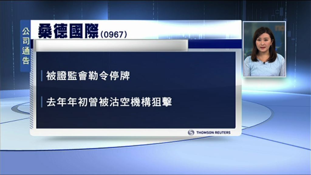【禍不單行】證監會勒令桑德國際停牌