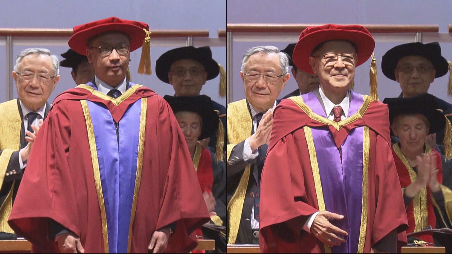 袁國強及鍾景輝獲樹仁大學頒授榮譽博士