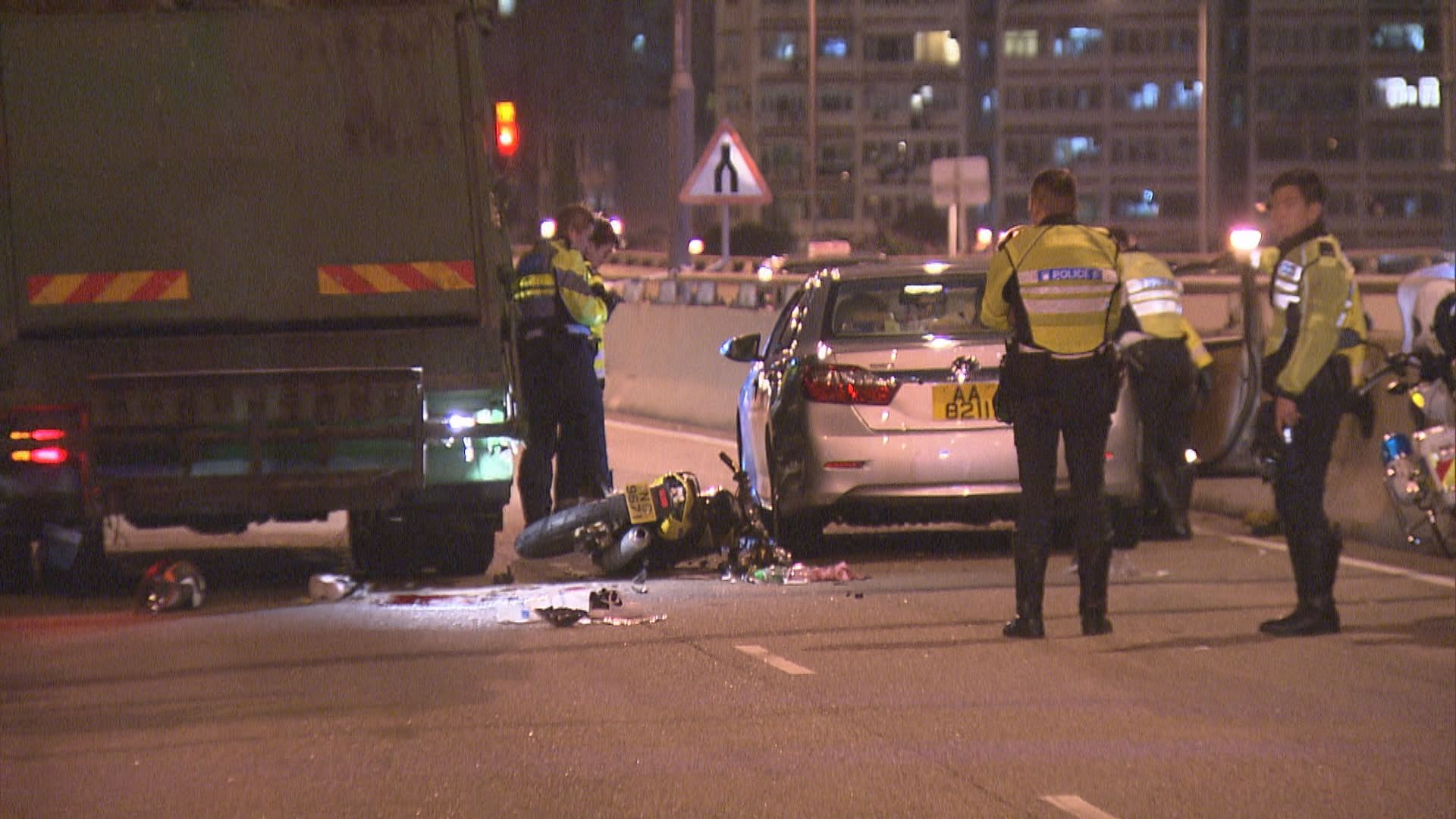 油麻地電單車撼垃圾車尾釀一死一重傷