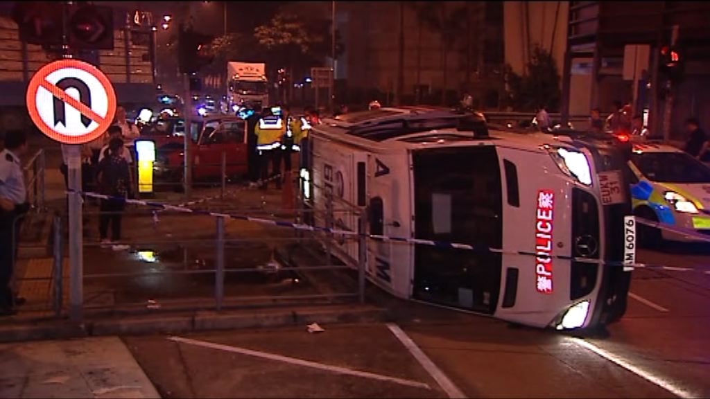 深水埗警車與的士相撞　五人傷