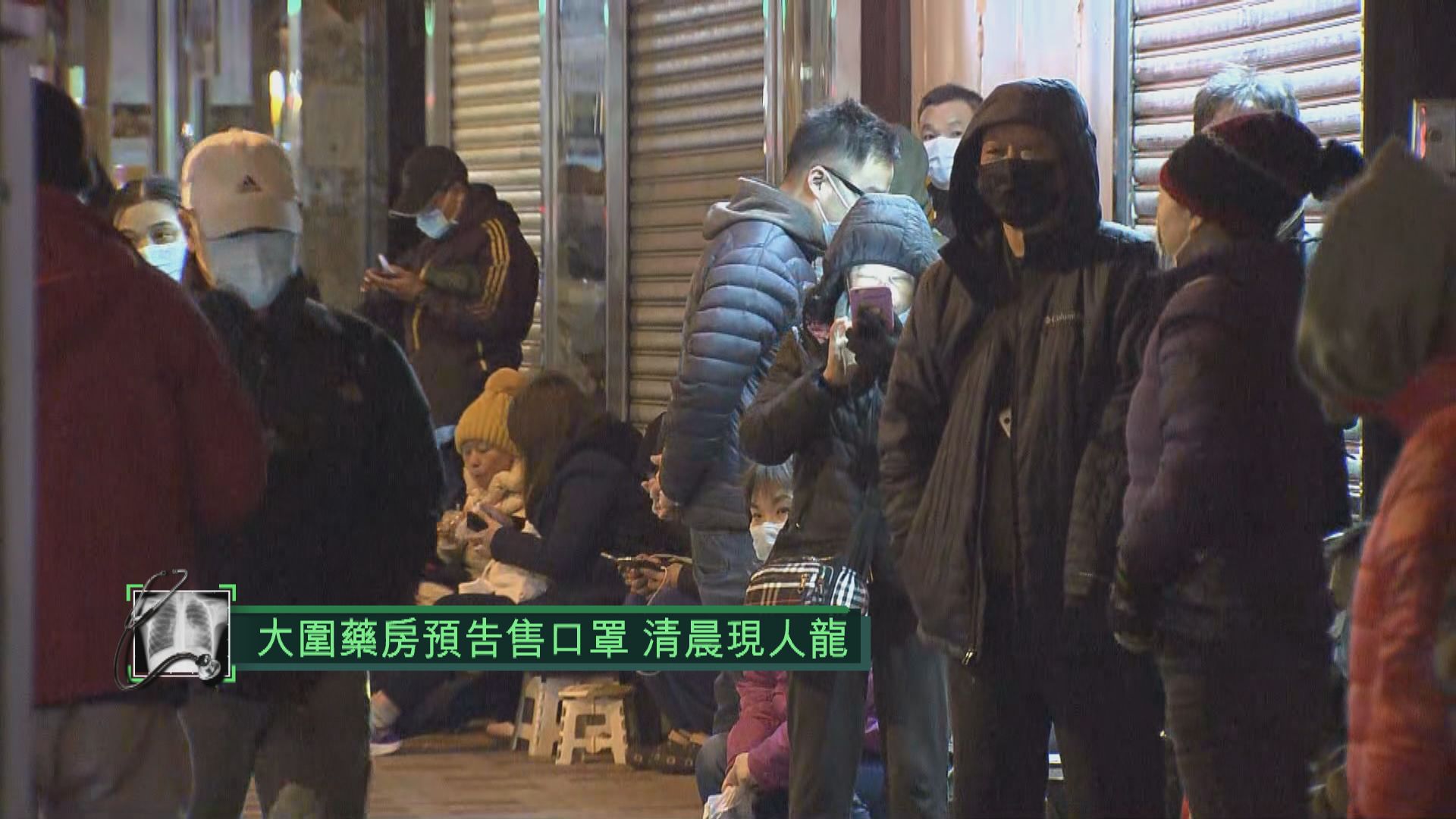 大圍有藥房出售口罩　有市民凌晨排隊