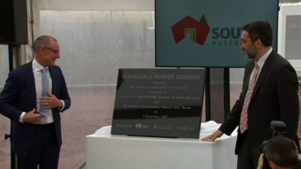 Tesla全球最大鋰電池系統南澳洲啟用