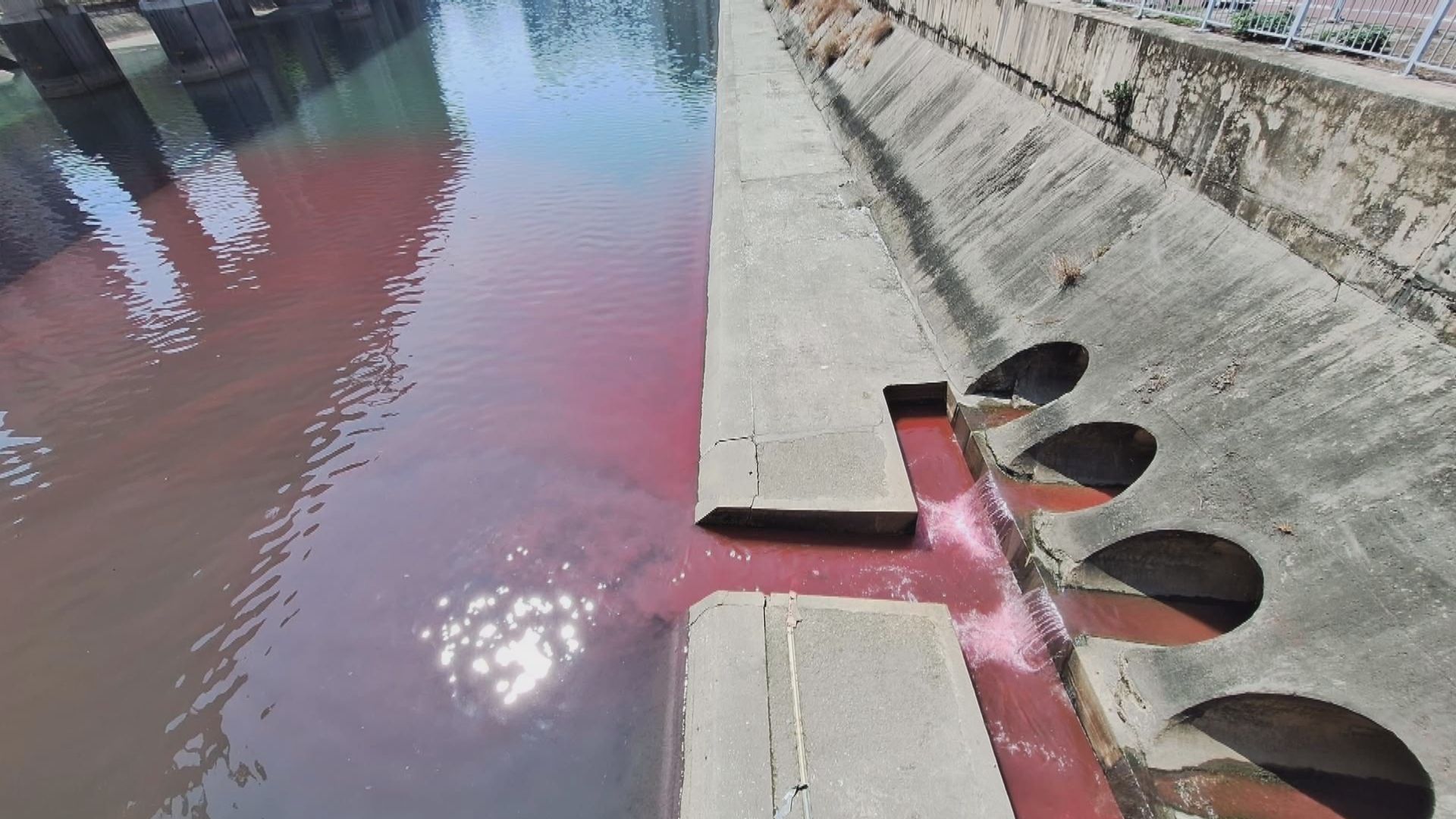 屯門河水一度變紅　疑有人用色粉檢測渠管