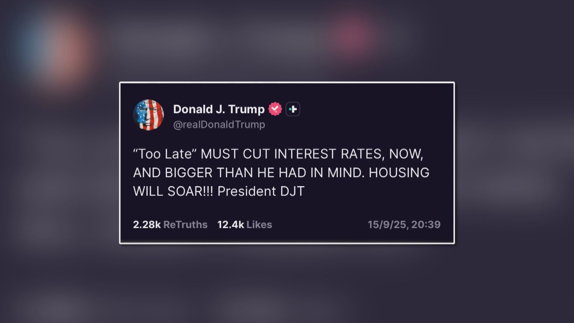 特朗普呼籲鮑威爾更大幅度減息