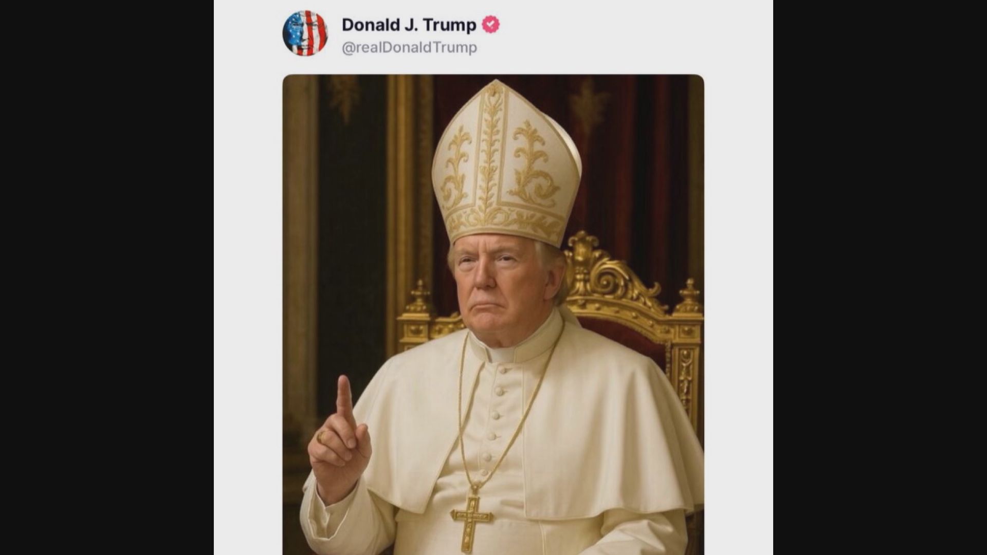 特朗普轉發自己身穿教宗服圖片惹批評