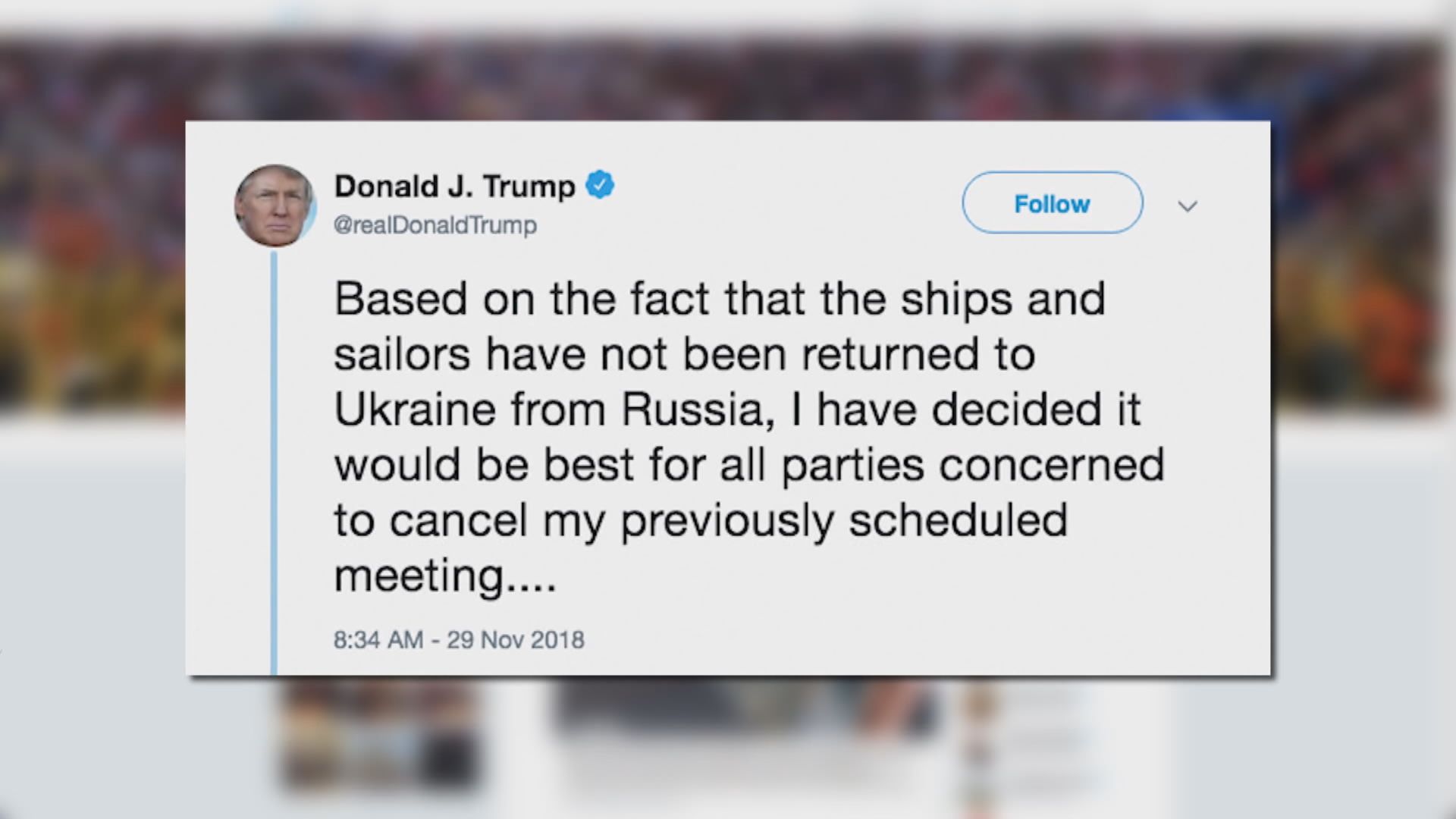 特朗普突然宣布取消與普京會面