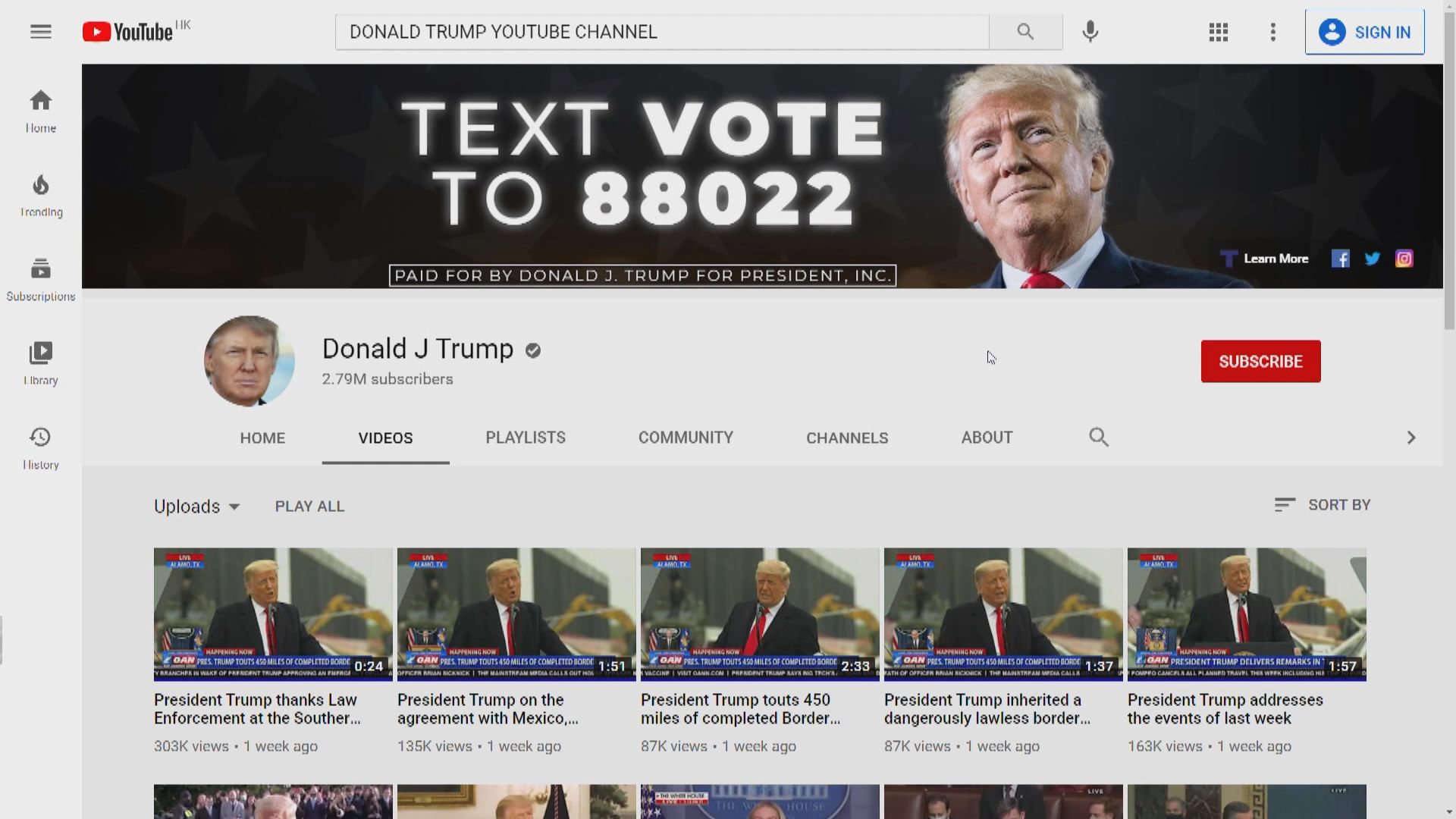 YouTube暫停特朗普上載影片多七日