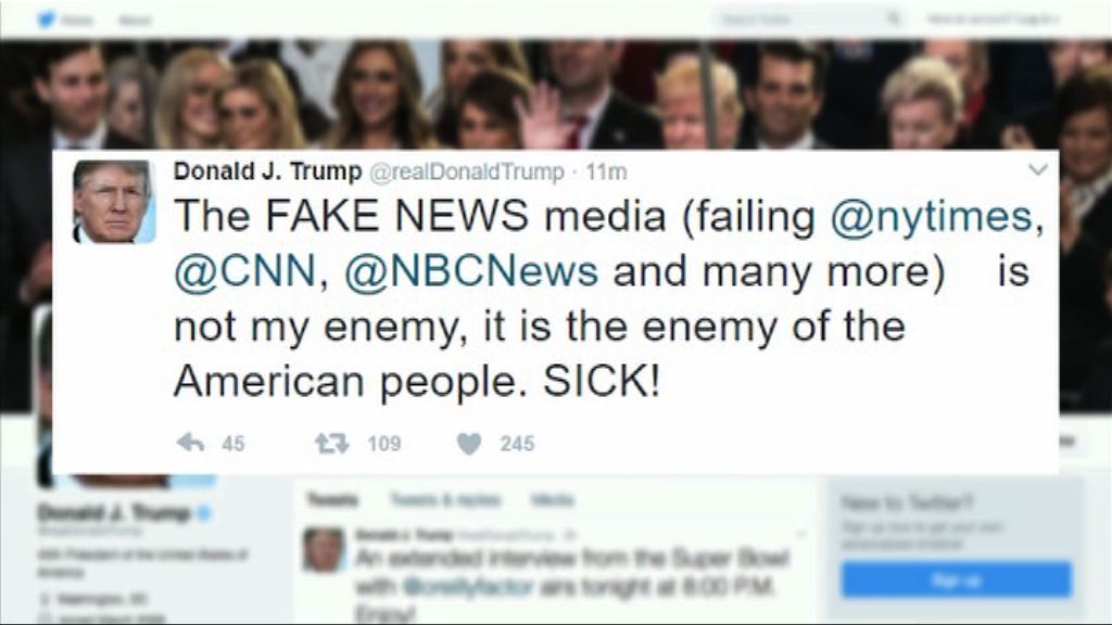 特朗普續炮轟傳媒是美國人之敵