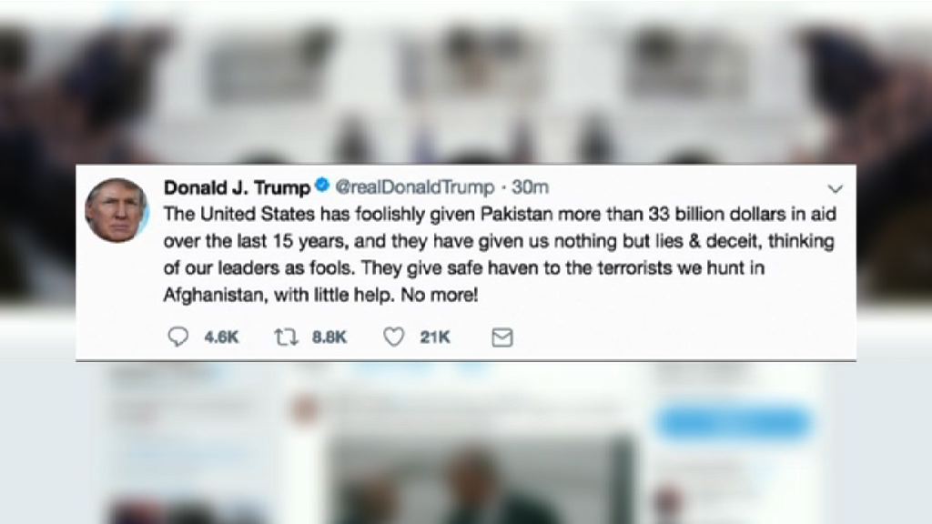 特朗普批評巴基斯坦騙取援助