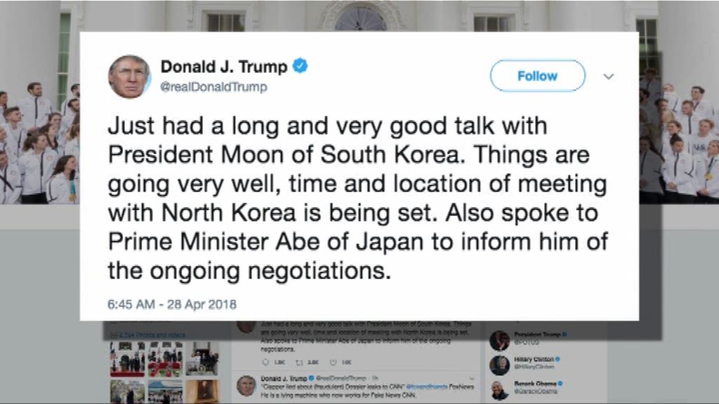 特朗普：正確定美朝峰會時間及地點