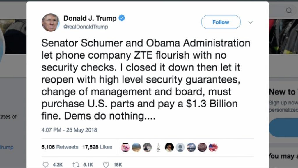 特朗普披露讓中興恢復營運的協議內容