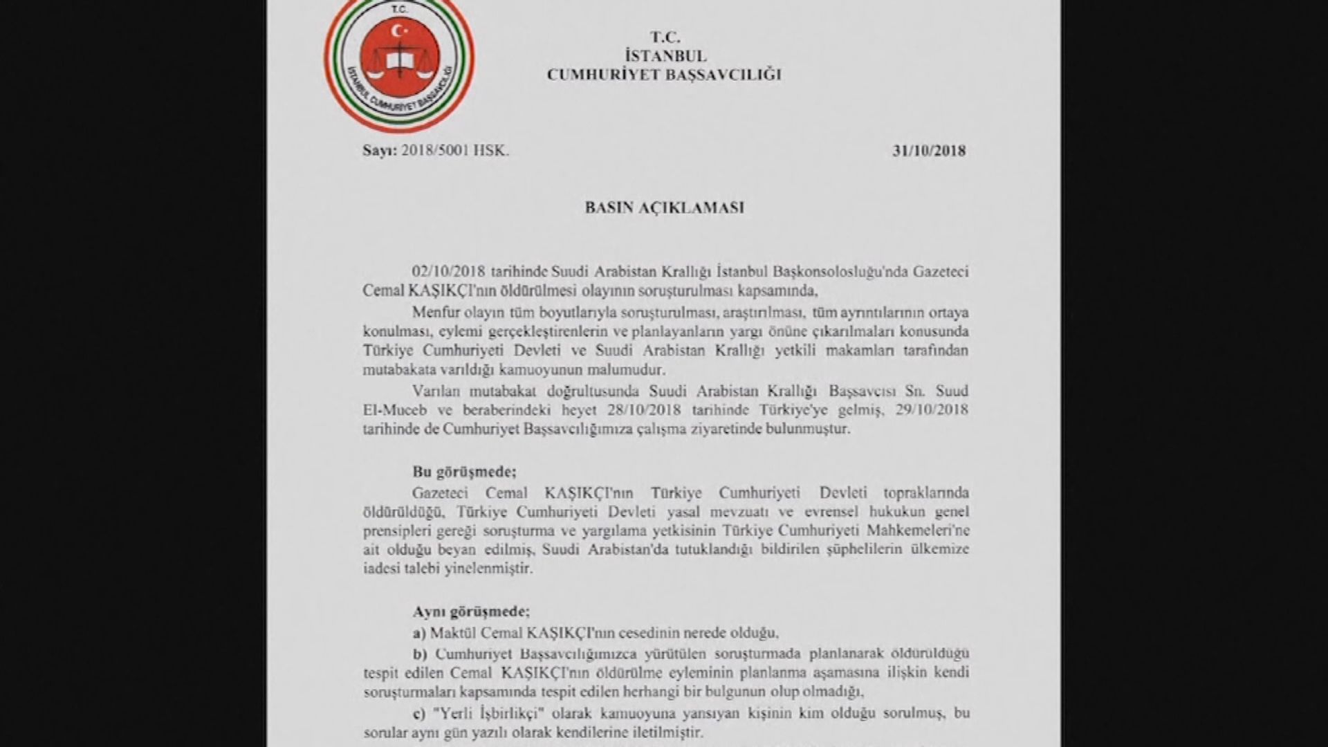 土耳其證實卡舒吉遭勒死及肢解