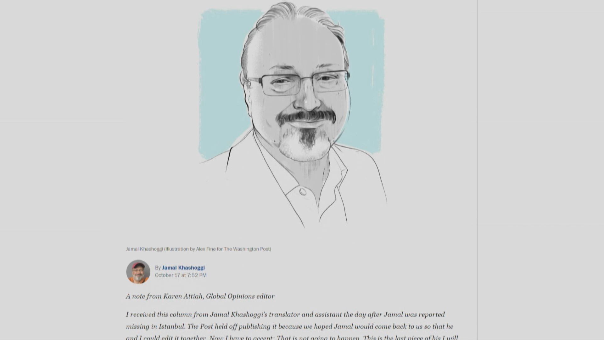 卡舒吉失蹤前文章提及阿拉伯新聞自由