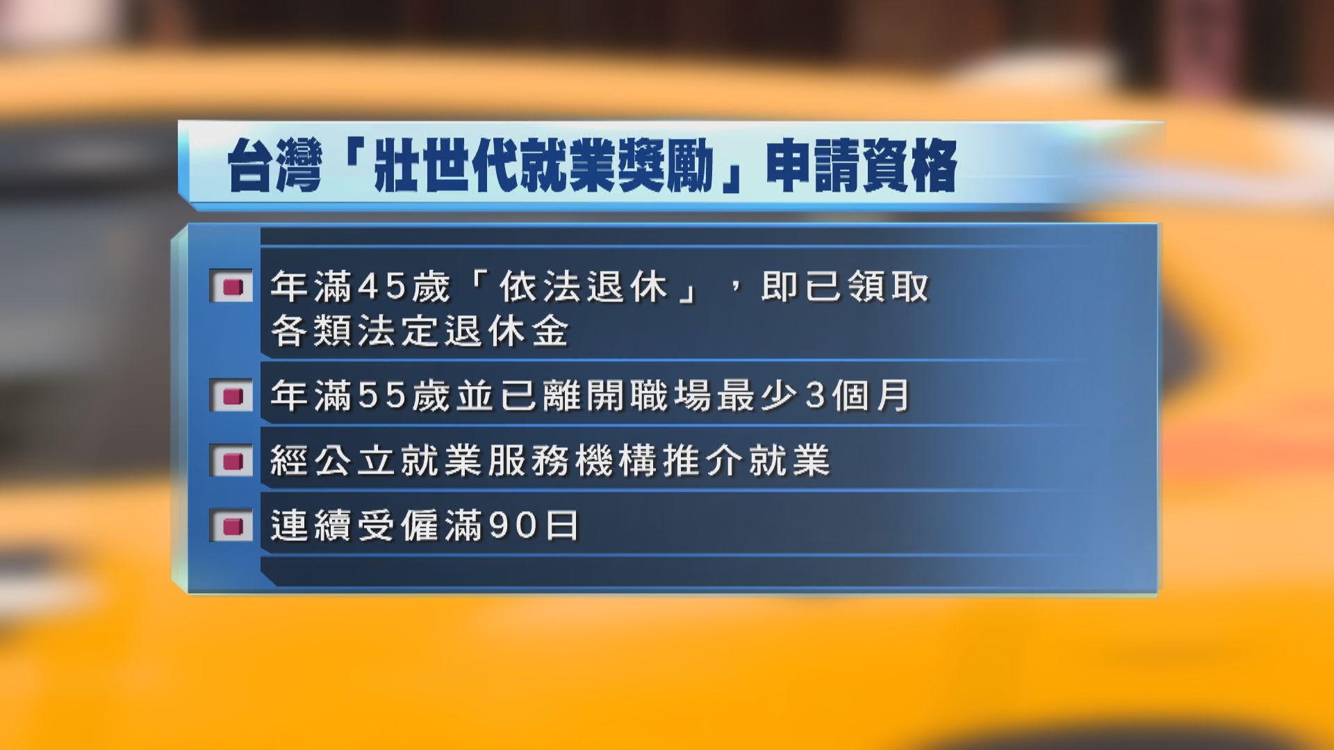 台灣推「壯世代就業獎勵」鼓勵中高齡退休人士再就業