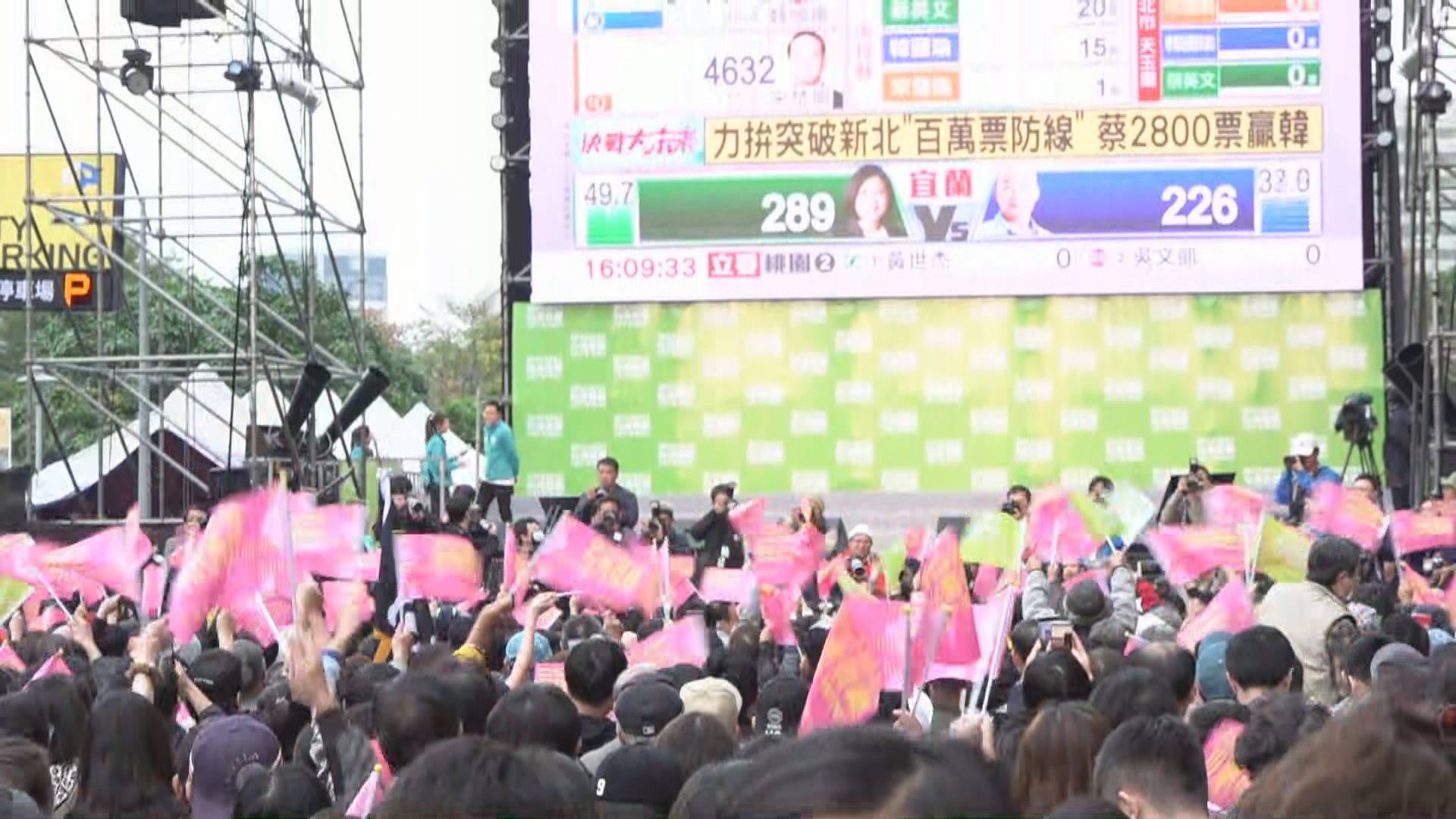 【投票結束】蔡英文及韓國瑜陣營總部外等候開票