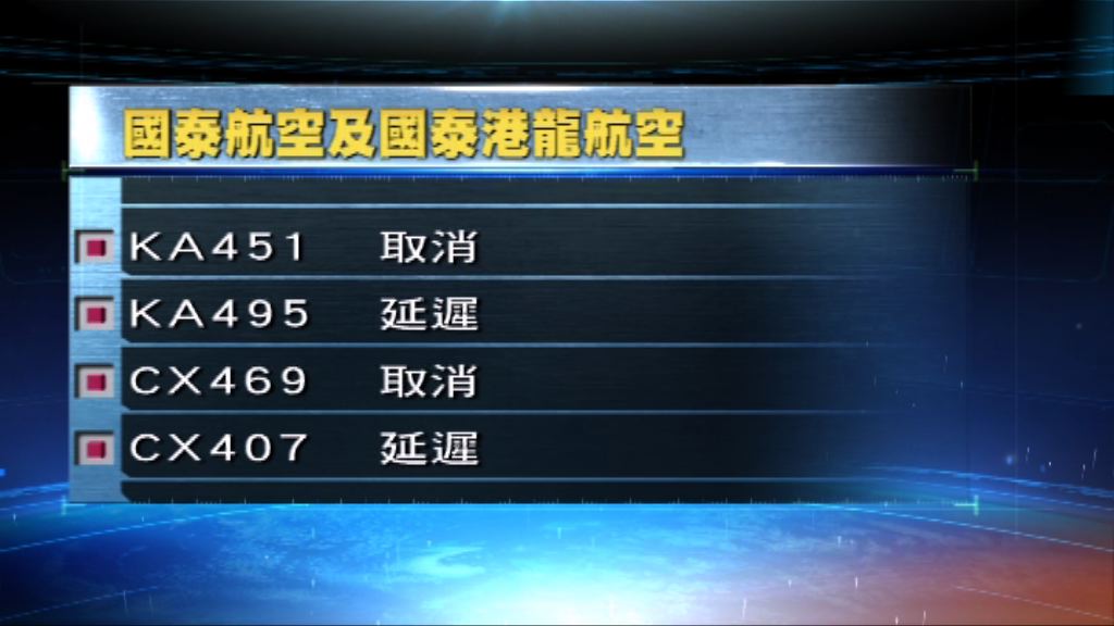 多班來往香港及台灣航班受颱風影響