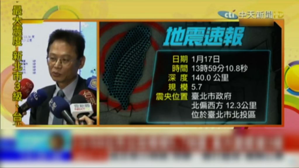 台灣北投5.7級地震　41年來規模最大