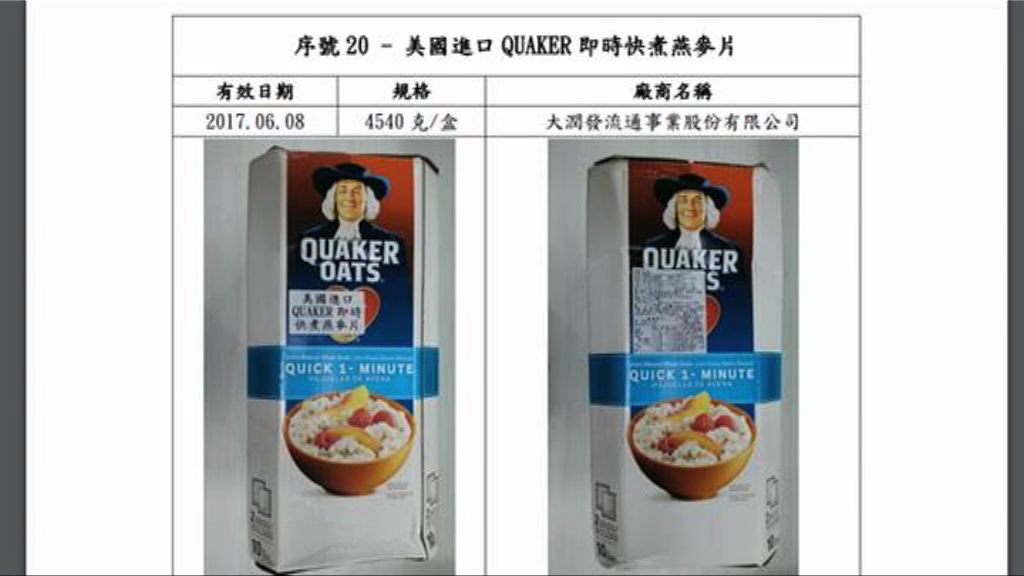 台部分燕麥產品包括桂格含殘留農藥