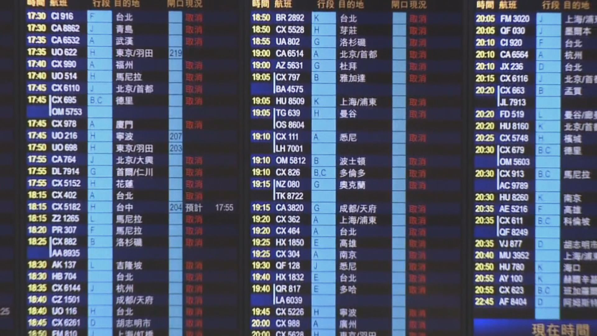 樺加沙襲港｜機管局：全日處理約600班機　禁區內所有乘客已登機或離開