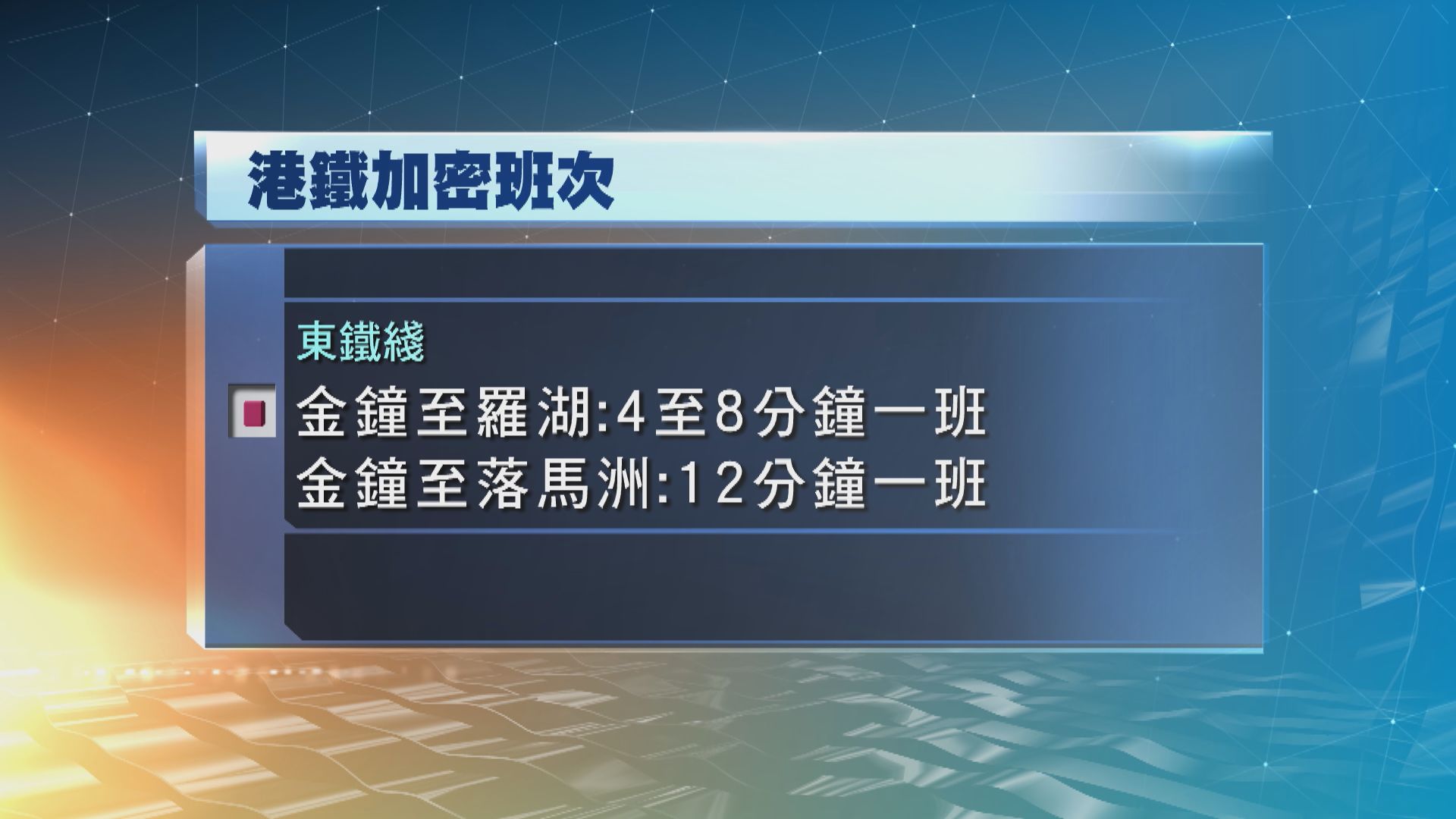 港鐵將逐步加密班次