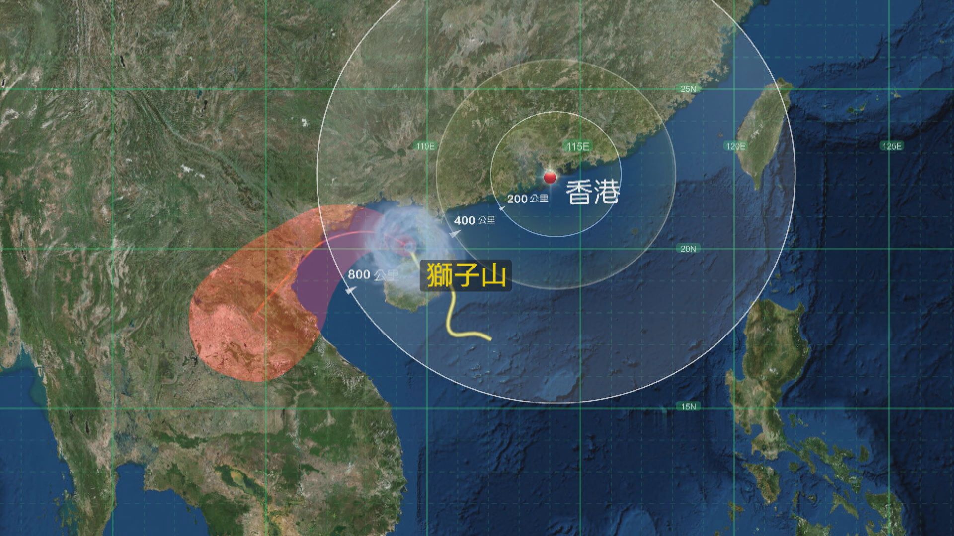 獅子山外圍雨帶持續影響珠江口　八號信號會維持一段時間