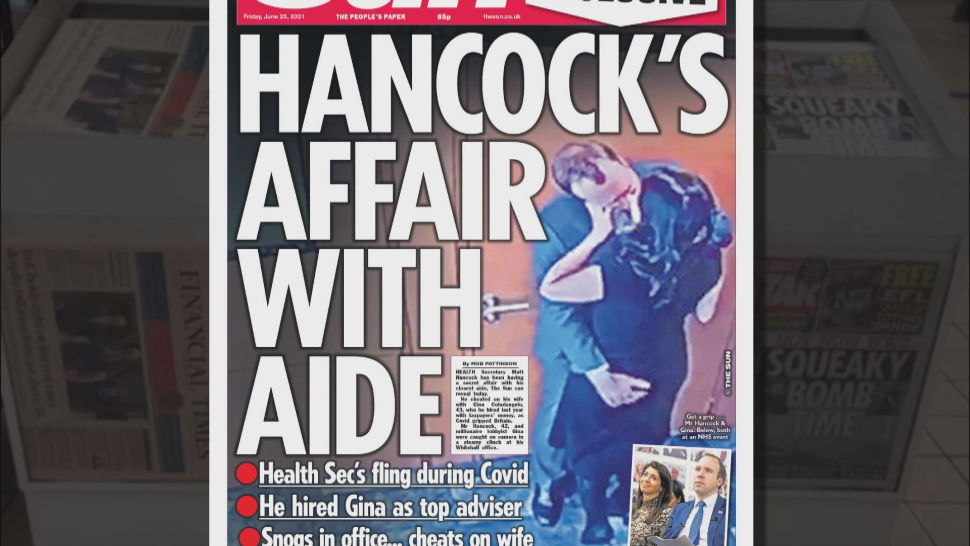 英衞生大臣與助手擁吻被指違防疫規定　約翰遜指事件已告終