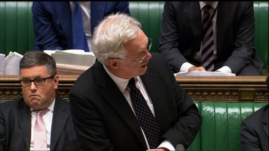 英國脫歐事務大臣戴德偉傳請辭
