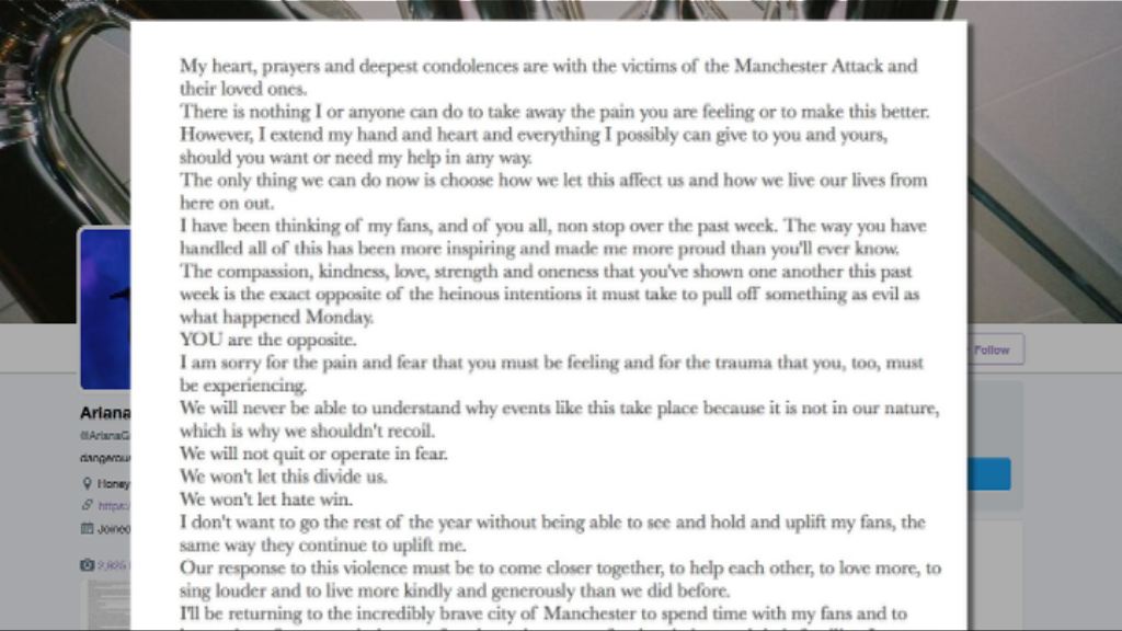 Ariana宣布將重返曼徹斯特市慈善演唱