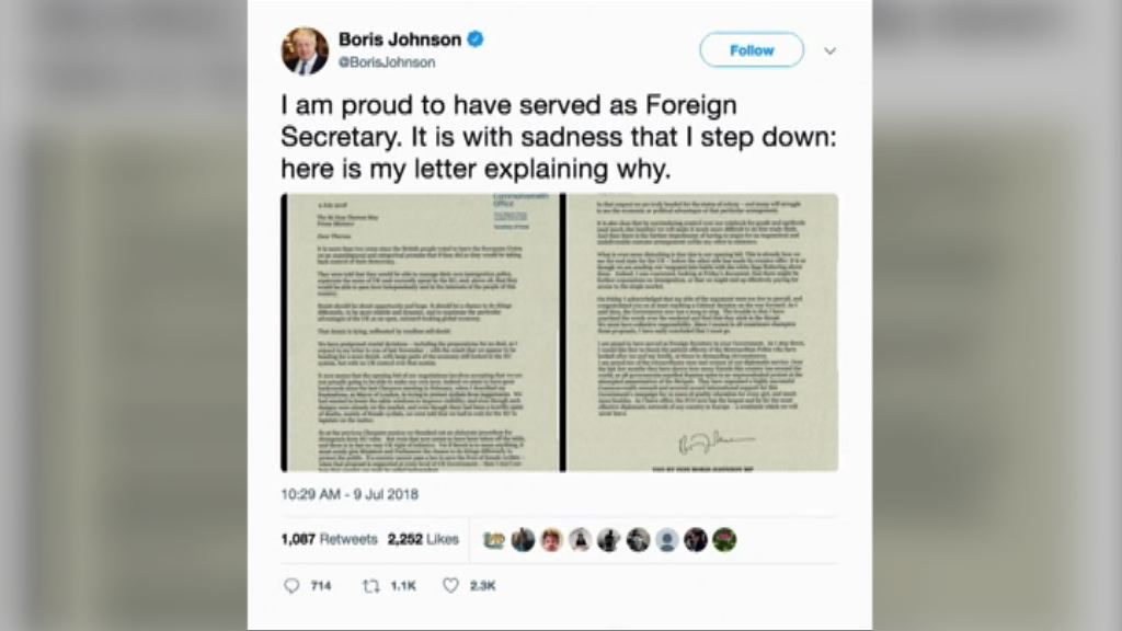 侯俊偉接替約翰遜任英國外相