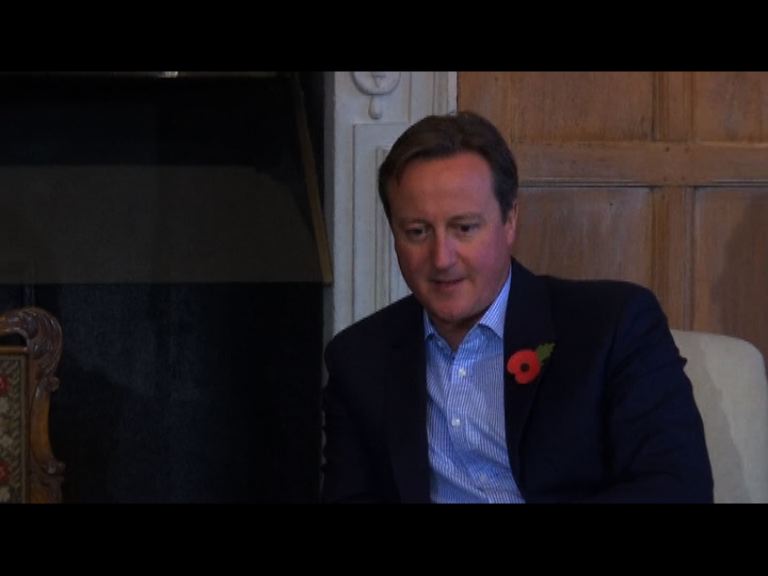 卡梅倫戴罌粟花晤習近平