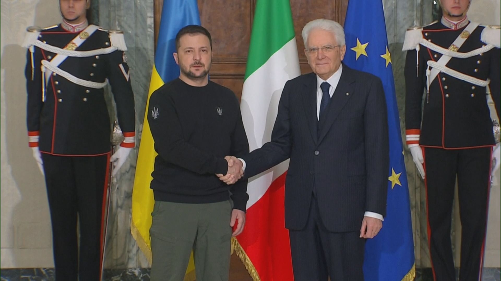 澤連斯基訪意大利與總統馬塔雷拉會面