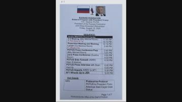 美俄元首會談事前安排文件曝光　白宮官員稱只是一份午餐菜單