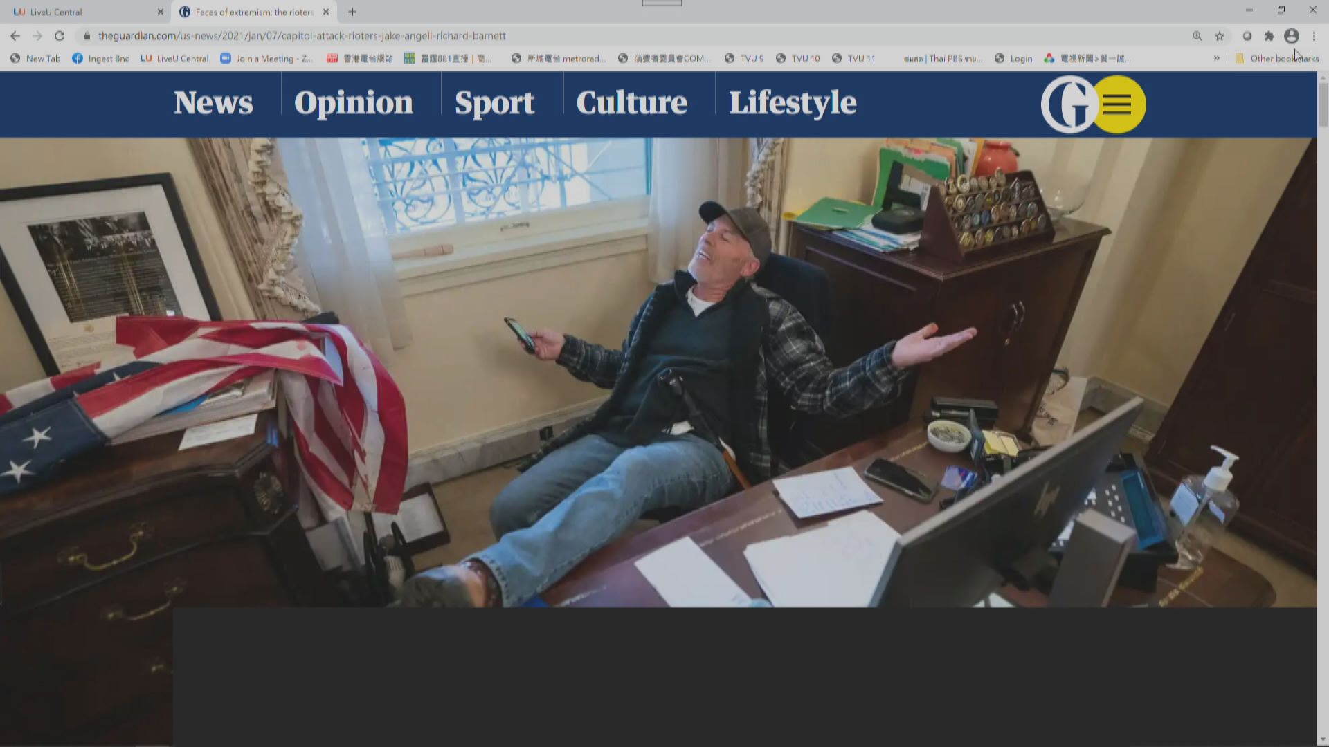 巴尼特涉闖眾議院議長辦公室被捕