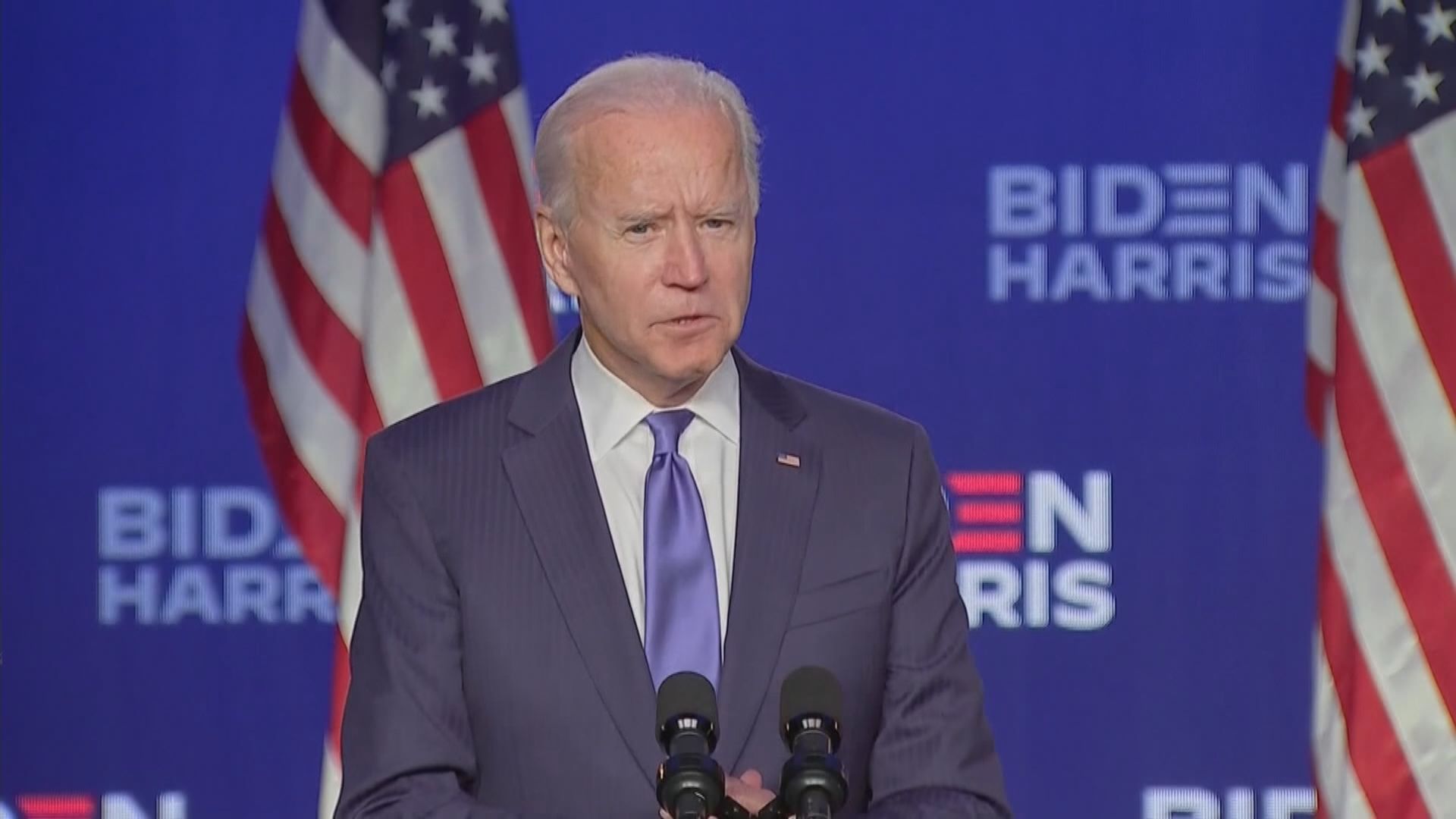 拜登發表電視講話　宣稱將會在總統選舉中勝出