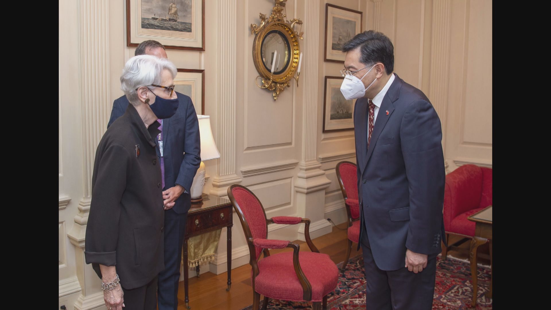 美國副國務卿舍曼與中國駐美大使秦剛會面